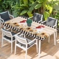 thumbnail image 2 of Sunflowers Rooster Table Cloths for 6 Foot Rectangle Tables, Farmhouse Vintage Beige Wooden Plaid Patio Waterproof Elastic Fitted Tablecloths, Washable Rectangular Table Cover for Camping, 2 of 8