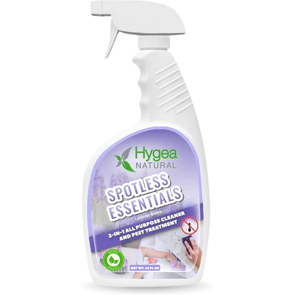Hygea Natural Spotless Essentials Lavender Breeze 2 in 1 All Purpose Cleaner and Indoor Pest Control -,Kills fleas, bed bugs, mites, 24 fl oz