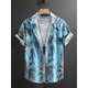 thumbnail image 3 of Camisa con gráficos de palmeras y cocoteros de verano para hombre, camisa hawaiana de verano, camisa informal de manga corta con cuello vuelto, camisa de tejido elástico Harajuku, 3 of 4
