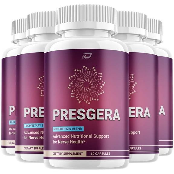 Presgera Capsules – Presgera All Natural Glycogen Support, 5 Pack, 300 Capsules