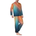 thumbnail image 2 of Balery yellow orange and teal Pattern Pajama Sets for Men Long Sleeve 2 Piece Sleepwear Loungewear Sets Soft PJ's with Pockets Long Sleeve Comfy Pj Sets-Medium, 2 of 7