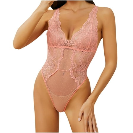 Sexy Lingerie for Womens See-Through Mesh Bodysuits Classic Lace Bodysuit Teddy Babydoll Nightwear Sleepwear Honeymoon Gifts
