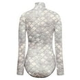 thumbnail image 2 of TiaoBug Women One Piece Long Sleeve Rash Guard UV Protection Surfing Mermaid Fish Scale Swimsuit Swimwear Bathing Suit Champagne L, 2 of 7