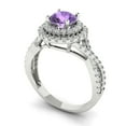 thumbnail image 2 of Halo Engagement Ring for Women - 1.3125ct Simulated Alexandrite in 14K White Gold Promise Ring, 2 of 6