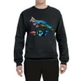 thumbnail image 2 of Trippy California Rainbow Neon Wolf Mountain Silhouette | Mens Animal Lover Crewneck Graphic Sweatshirt, Black, Small, 2 of 4