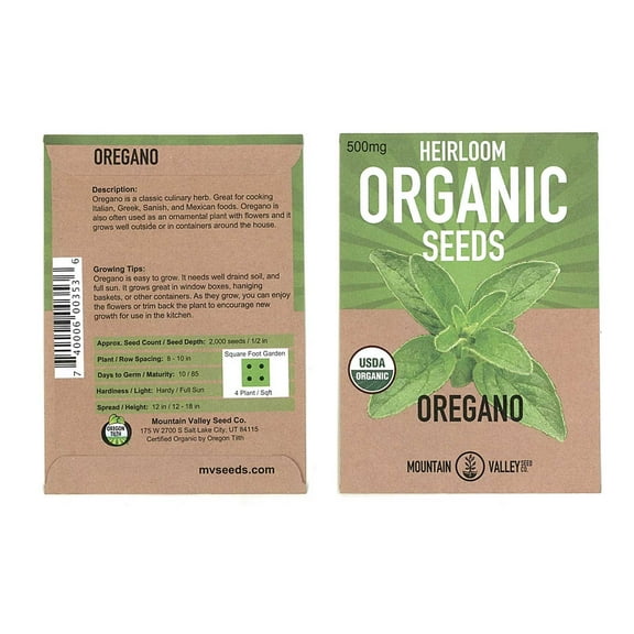 Mountain Valley Seed Company 500 Oregano Herb Seeds, Organic, Non-GMO