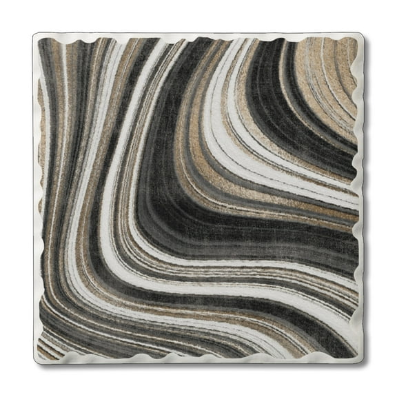 CounterArt "Gilded Swirl III" 1 Pack Absorbent Stone Tumbled Tile Coaster 4" by 4"