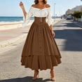thumbnail image 6 of KICILVS Pirate Costume Women Medieval Peasant Dress Off Shoulder Button Front Layered Ruffle Skirt Cosplay Outfit, 6 of 9