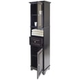 thumbnail image 2 of BOWERY HILL Tall Bathroom Storage Cabinet with Glass Door, Adjustable Top Shelf and Drawer - Fits Tight Corners and Narrow Space, Solid Wood in Black, 2 of 2