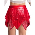 thumbnail image 6 of vastwit Kids Girls 2 Piece Cheerleading Outfits Sparkly Sequins Crop Top with Mini Skirt Jazz Latin Ballroom Dance Dress Red 6, 6 of 7
