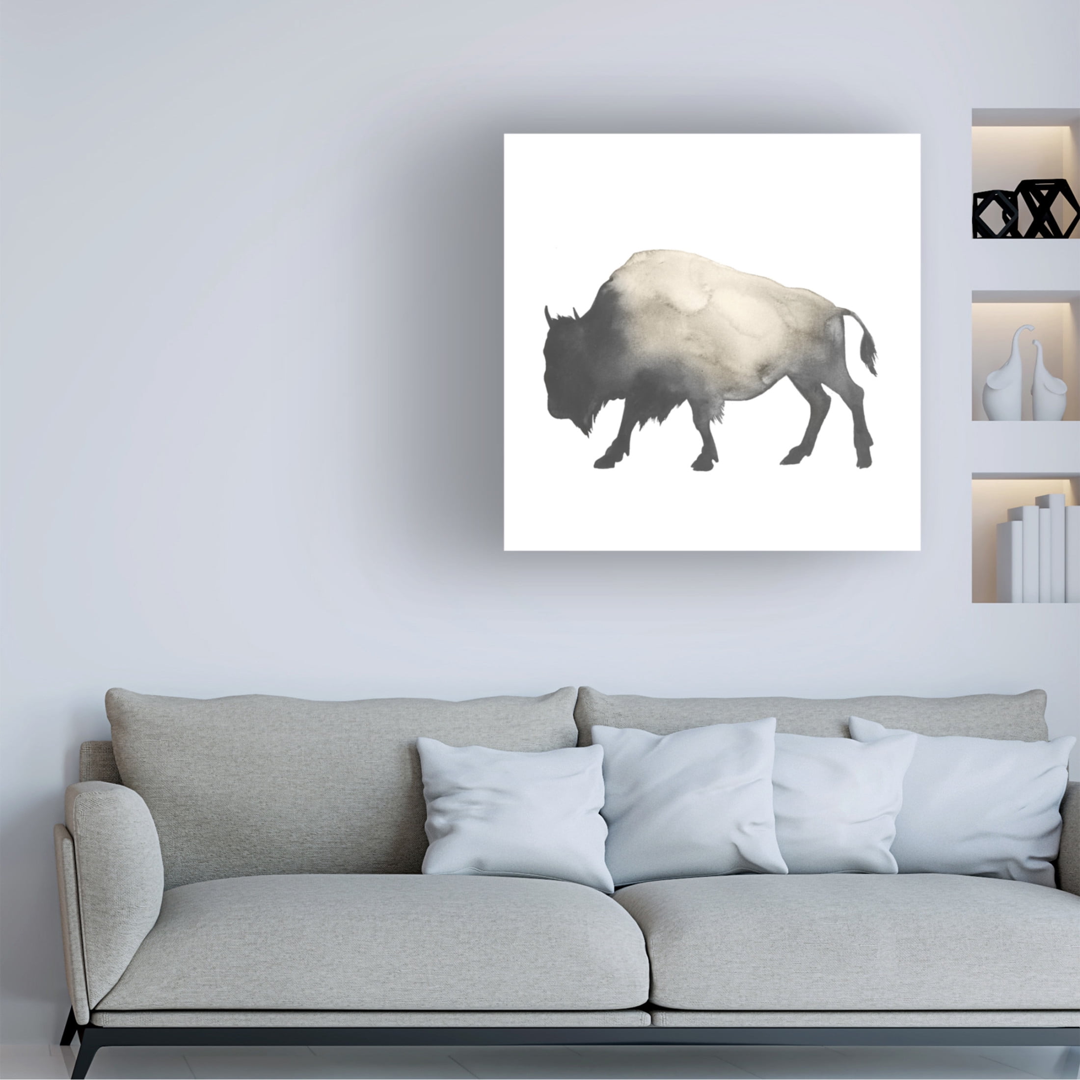 Canvas Wall Art - Grace Popp 'Sepia Animal Silhouette IV' Wall Art for Living Room, Bedroom, or Office Décor by Trademark Fine Art - 24 x 24 Inches