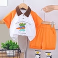 thumbnail image 2 of Gubotare Toddler Golf Outfit Toddler Boy Clothes Summer Boys Outfits Short Sleeve Polo Shirt + Denim Jean Set (Orange,Size 6-12 Months), 2 of 4
