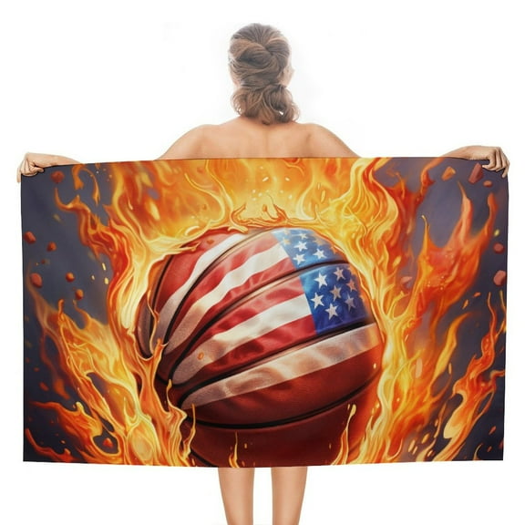 Sports Basketball Oversized -Washed Lightweight Quick Dry Beach Towels - 32"x63"