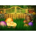 thumbnail image 2 of XDDJA Polyester Fabric 7x5ft Happy Easter Eggs Backdrop Lovely Rabbit Chicken Wood Gate Flowers Forest Trees Grass Field Nature Spring Photography Background Kids Adults Photo Studio Props, 2 of 2