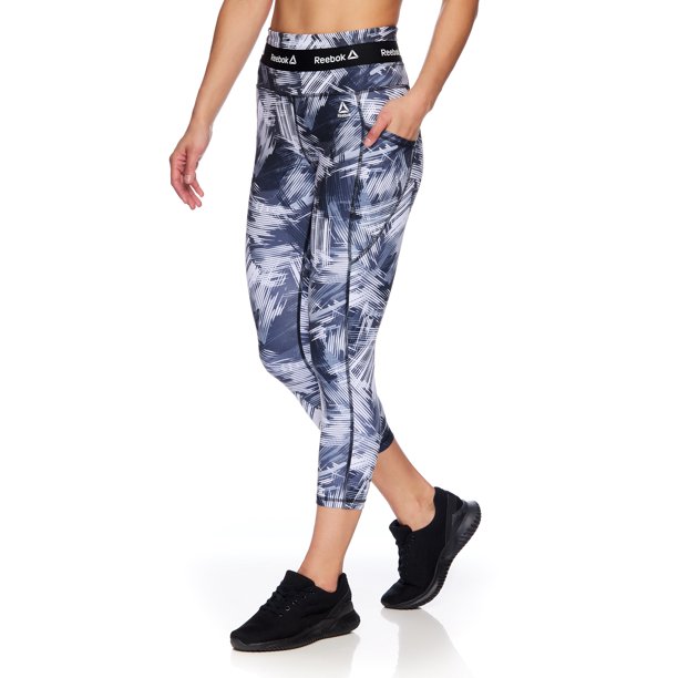 Reebok Women's Printed Revolve High Rise Capri Legging With 22" Inseam And Side Pockets