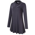 thumbnail image 2 of Women's Cowl Neck Long Sleeve Pleated Casual Flared Tunic Top Blouse, 2 of 5