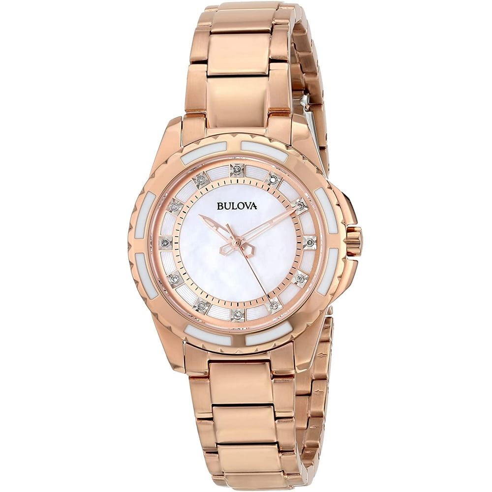 Bulova Women's Diamond 98P141 Rose Gold StainlessSteel Quartz Watch