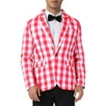 thumbnail image 5 of INSPIRE CHIC Men's Suit Gingham Plaid Single Breasted Regular Fit Notched Lapel Blazer L Red White, 5 of 5