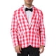 thumbnail image 5 of INSPIRAR CHIC Traje de Día del Padre para Hombre, Blazer de Cuadros Gingham de Un Solo Botón, Corte Regular, Solapa Muesca, Rojo y Blanco, 5 of 5