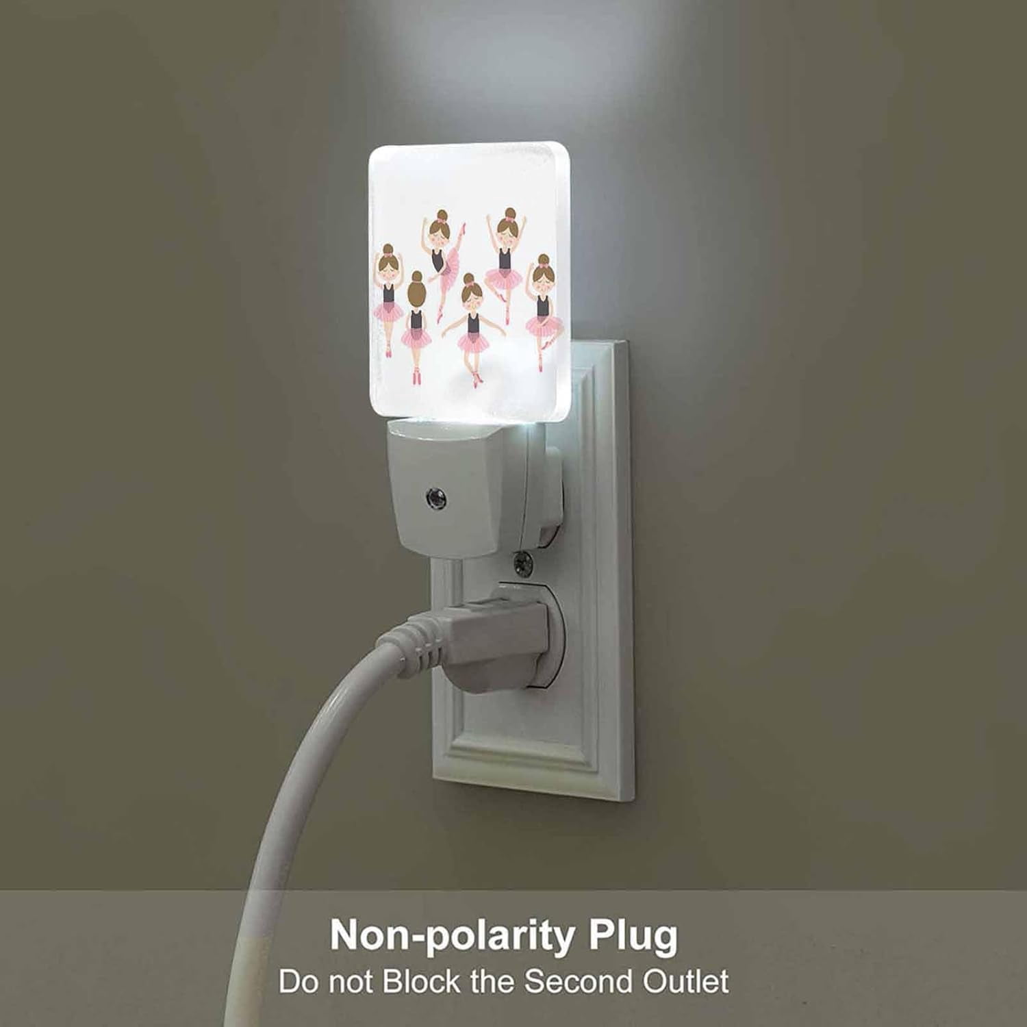 RGHJAR-LED Night Light,Cute Ballerina LED Night Light Plug into Wall with Dusk to Dawn Light Sensor White Energy Efficient Nightlight for Bedroom Bathroom Hallway Living Room Kitchen