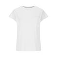 thumbnail image 4 of Fashion 2024 Summer Tshirt for Women Crew Neck Top Solid Color Short Sleeve Tops Womens Casual Top Ladies Front Pocket Looses Fits Tunic Comfy Flowy Tees Teen Girl Knitted Ribbed Tee Shirts, 4 of 6