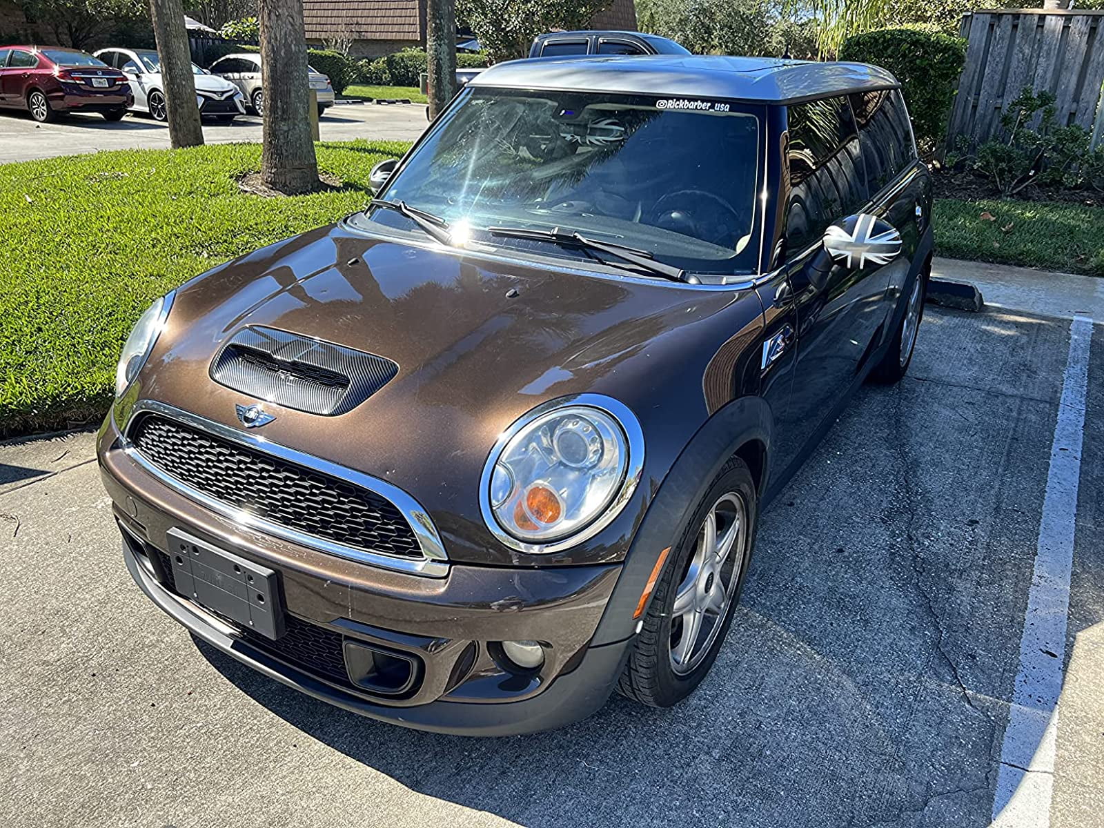 ECOTRIC Hood Scoop Compatible with 2007-2013 Mini Cooper S R55 R56 R57 R58 R59 Air Intake Vent Carbon Fiber Printing