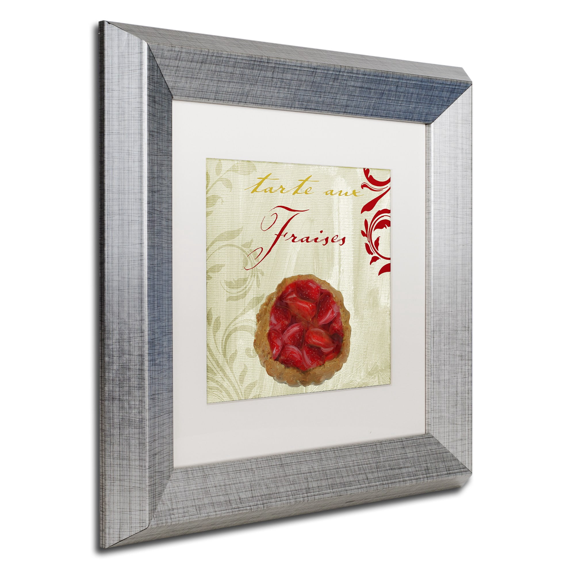 Trademark Fine Art "Tartes Francais, Strawberry" Canvas Art by Color Bakery White Matte, Silver Frame