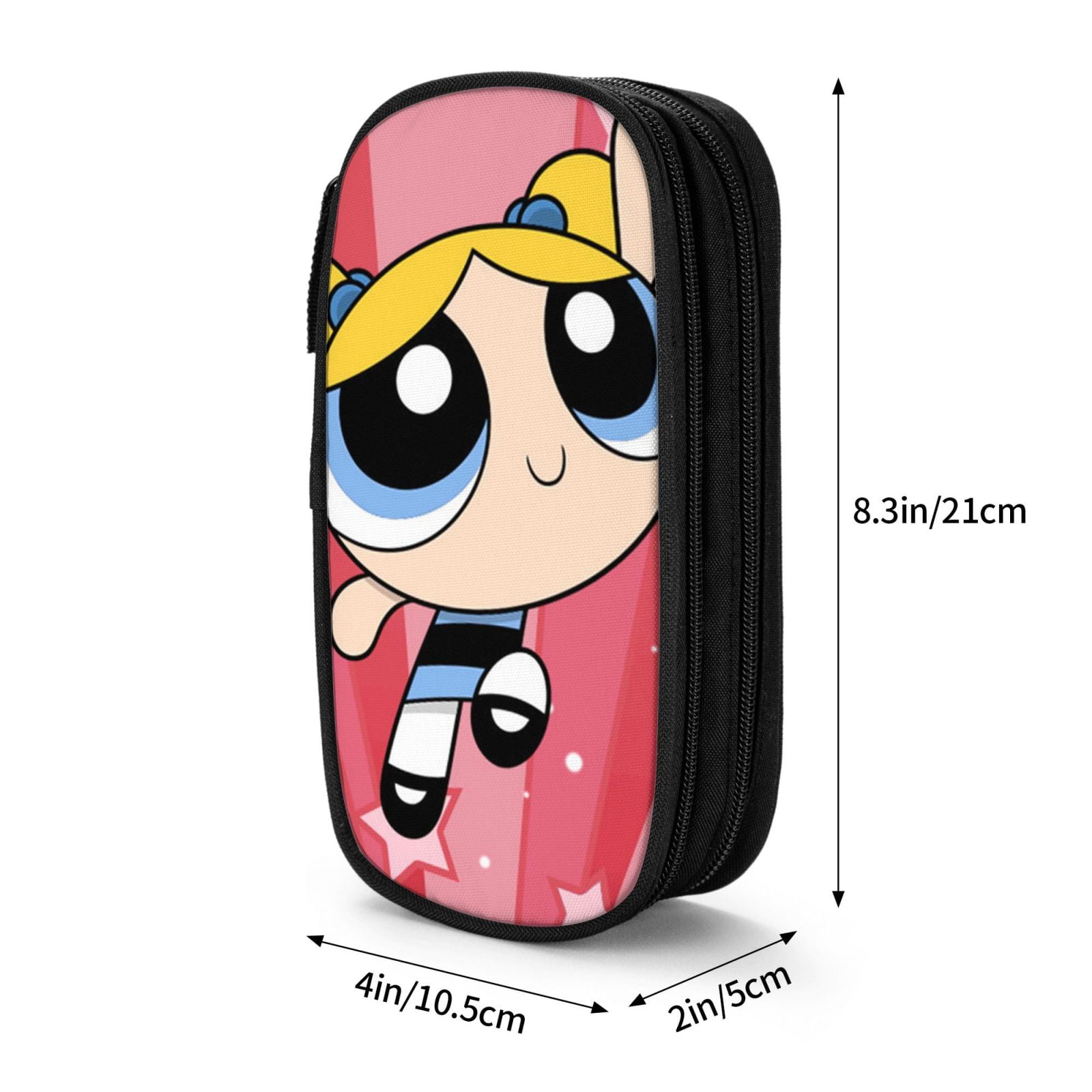 The Powerpuff Gi-rls Pencil Case Large Capacity Pencil Pouch Penbag Office Stationery Organizer Travel Makeup Bag Black