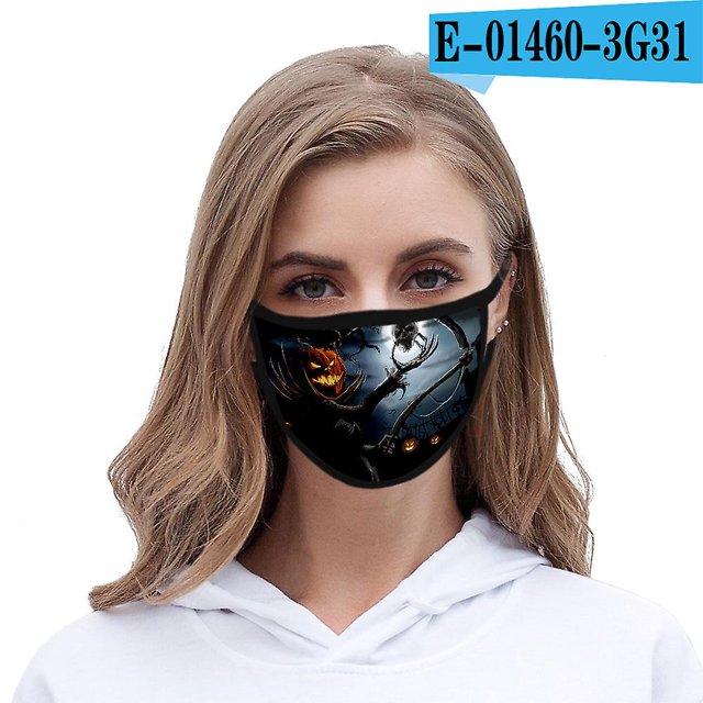 Máscaras de Halloween de la vida de los hombres y de las mujeres de la tela de poliéster de la impresión digital 3d (paquete de 5) Feliz Sencillez