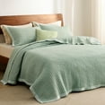 thumbnail image 2 of Green Quilts Queen Size - Queen Quilt Bedding Set Bedspread Coverlet, Lightweight Corduroy Pattern Bedspread, 3-Piece Set with 90"x96" Coverlet & 2 Pillow Shams, All-Season Soft Microfiber, 2 of 16
