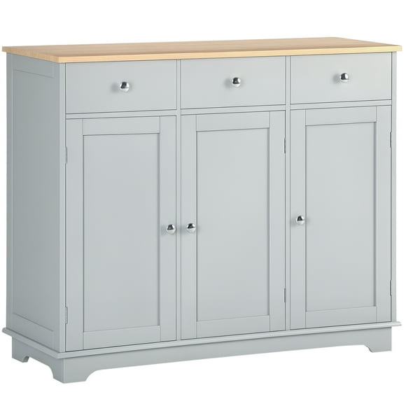 CoSoTower Modern Sideboard, Buffet Cabinet with Storage Cabinets, Drawers and Adjustable Shelves for Living Room, Grey