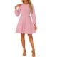 thumbnail image 2 of Vestido de trabajo de manga larga con decoración de botones en contraste para mujeres Inspire Chic XL Rosa, 2 of 6
