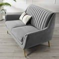 thumbnail image 5 of Tufted Loveseat Sofa, Velvet, Grey Gray, Modern Contemporary Urban Design, Living Lounge Room Hotel Lobby Hospitality, 5 of 8