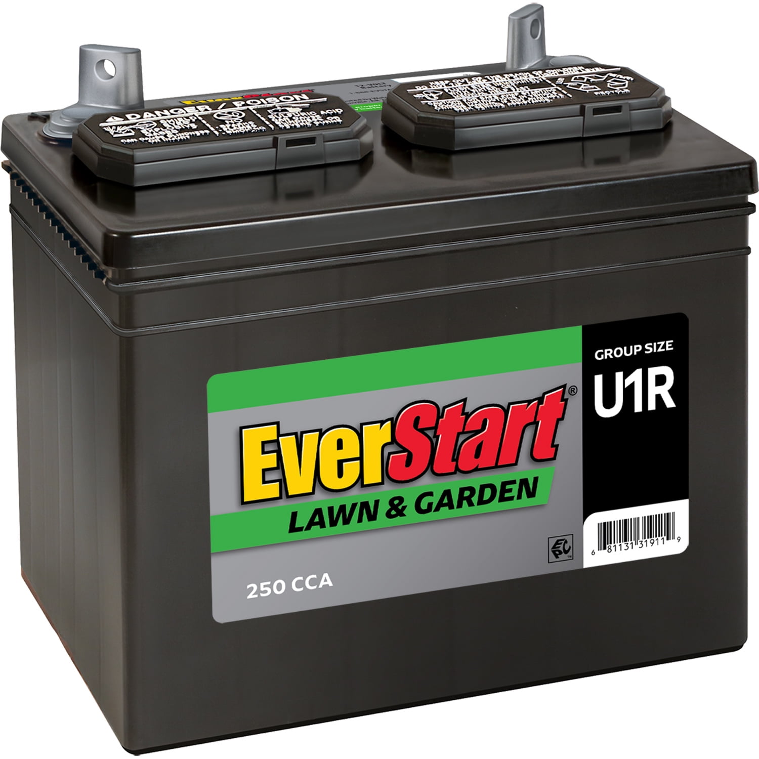 EverStart Lead Acid Lawn & Garden Battery, Group Size U1 12 Volt, 230 CCA with Top Post Replacement Bolts and Nuts Plated Steel