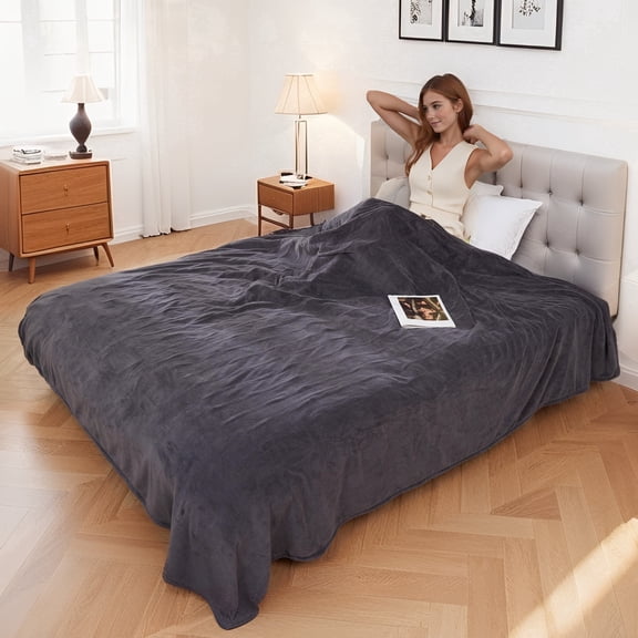 YAKEE Electric Heated Blanket 72"x84" Full Size - Soft Warm Coral Fleece, 4 Heat Levels, 10 Hours Auto-off, Machine Washable with Overheat Protection, Dark Gray