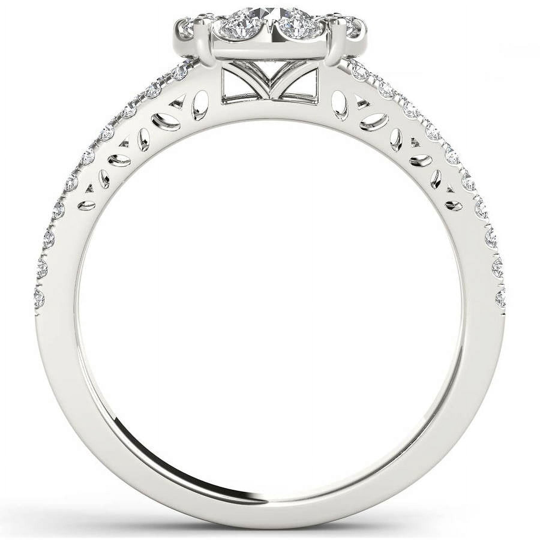 1 Carat T.W. Diamond Split Shank Single Halo 10kt White Gold Engagement Ring