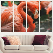 Color-Banner 4 Pieces Modern Canvas Wall Art Pink Wings for Living Room Home Decorations - 12"x32"x4 Panels