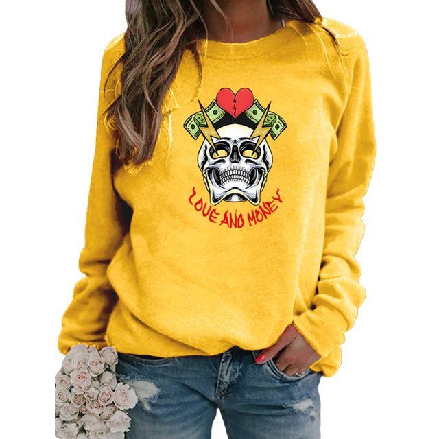 Sexy Dance Mujeres Sudaderas Sueltas Manga Larga Cuello Redondo Jersey Casual Plain Tops Camisa