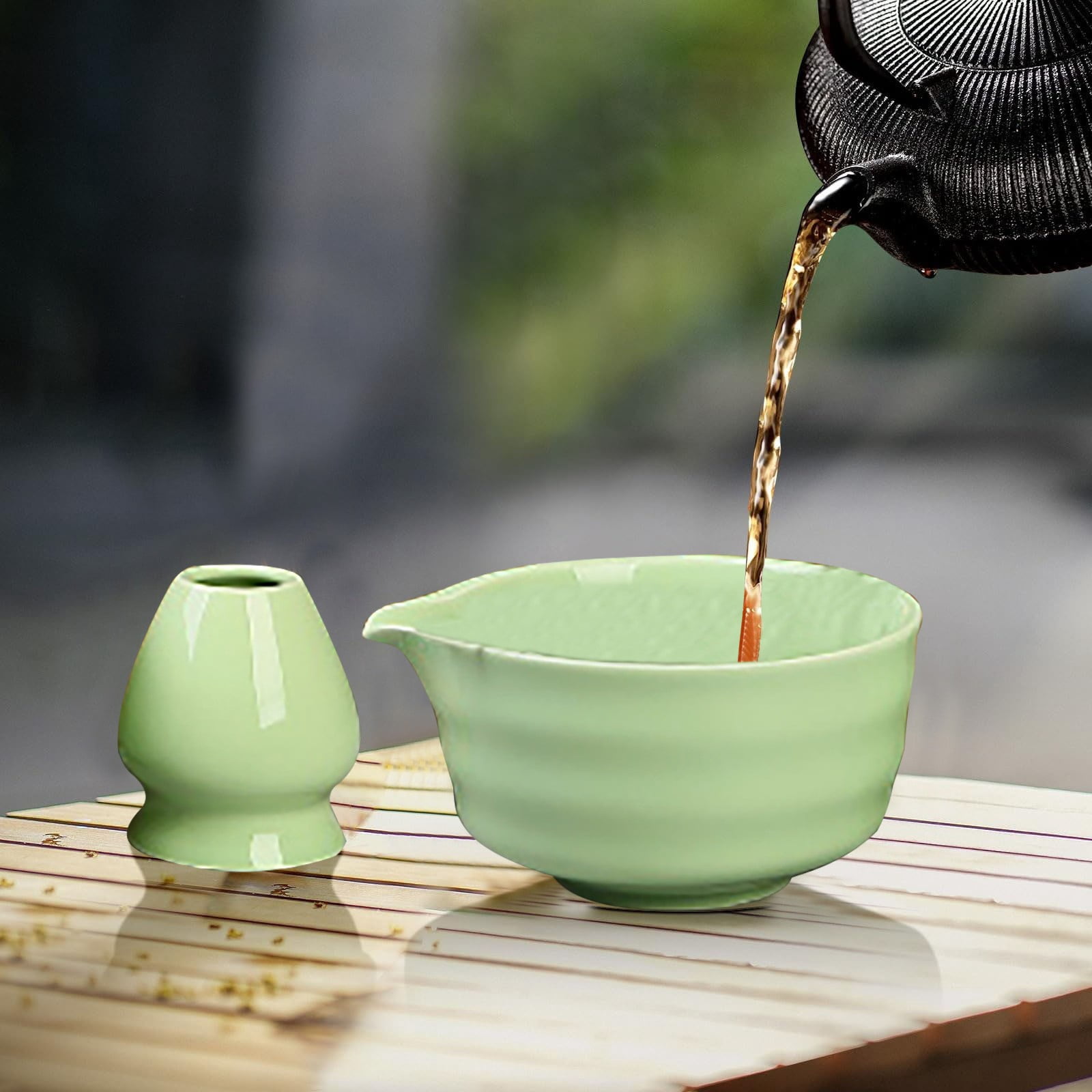 5-Piece Tea Set Clearance! Matcha Tea Set with Whisk Ceramic Bowl & Holder – Matcha Making Kit for Traditional Japanese Tea – Ideal Matcha Set for Beginners And