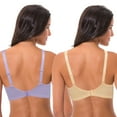 thumbnail image 2 of Curve Muse Women's Lightly Padded Underwire Lace Bra with Padded Shoulder Straps-2PK-LIGHT PURPLE,NUDE-44DD, 2 of 2