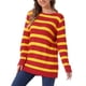 thumbnail image 1 of SUÉTER TUNIC DE RAYAS SUELTO DE MANGA LARGA Y CUELLO REDONDO PARA MUJERES CHIC XL ROJO AMARILLO, 1 of 6