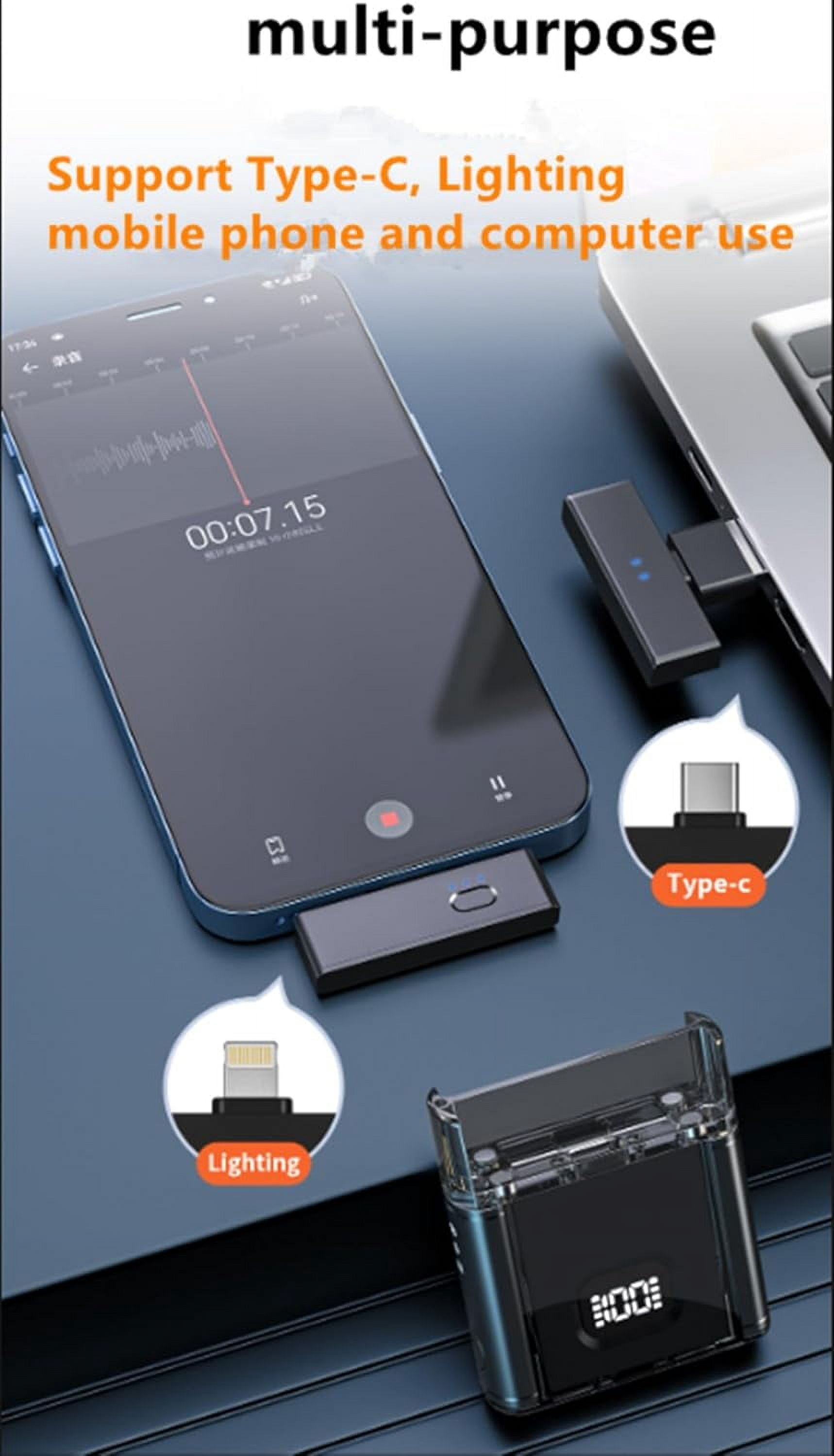 KOMI Wireless Lavalier Microphone,Clip on Lapel Lavalier Mini Microphone with Charging Case,for iPhone,Android, Video Recording,Live Streaming,Sound card,singing,microphone sound card,etc