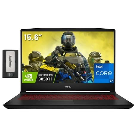 MSI Katana GF66 15.6" 144Hz FHD Gaming Laptop, Intel i7-12650H, 16GB RAM, 512GB SSD, NVIDIA GeForce RTX 3050 Ti, Backlit Keyboard, Cooler Boost 5, Win 11 Home, Black, 256GB Docking Station Set