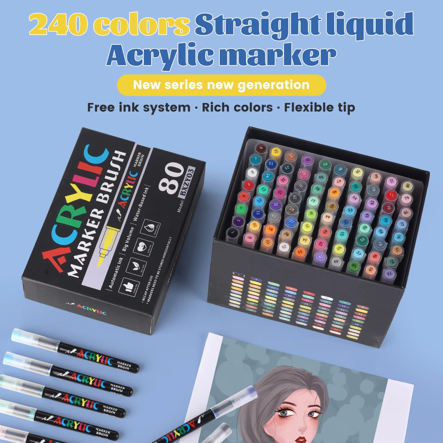 12-60 Colors Direct Liquid Acrylic Paint Marker Sets Professional Drawing Soft Brush Tip Pens Art Supplies Back To Art studio