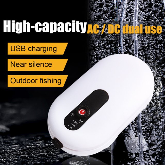 Aireador silencioso de 1500mAh, equipo de aparejos de bomba de agua de oxígeno para pesca al aire libre AC DC