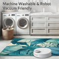 thumbnail image 5 of ODIKA 3'x5' Machine Washable Non-Slip Area Rug, Tropical Breeze Mosaic with Monstera and Areca Leaf Interplay High Traffic Rug with Pad, Teal, 206740, 5 of 8