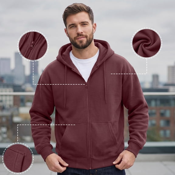 Mfakffe Mens Full Zip Casual Hooded Fleece Drawstring Hoodies Pullover Sweatshirts Winter Long Sleeve Shirtsv With Pocket