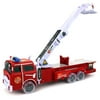 Fire Power Dept Childrens' Kid's Friction Toy Fire Truck for Ready To Run w/ 360 Rotating Extending Rescue Crane, Lights, Sounds