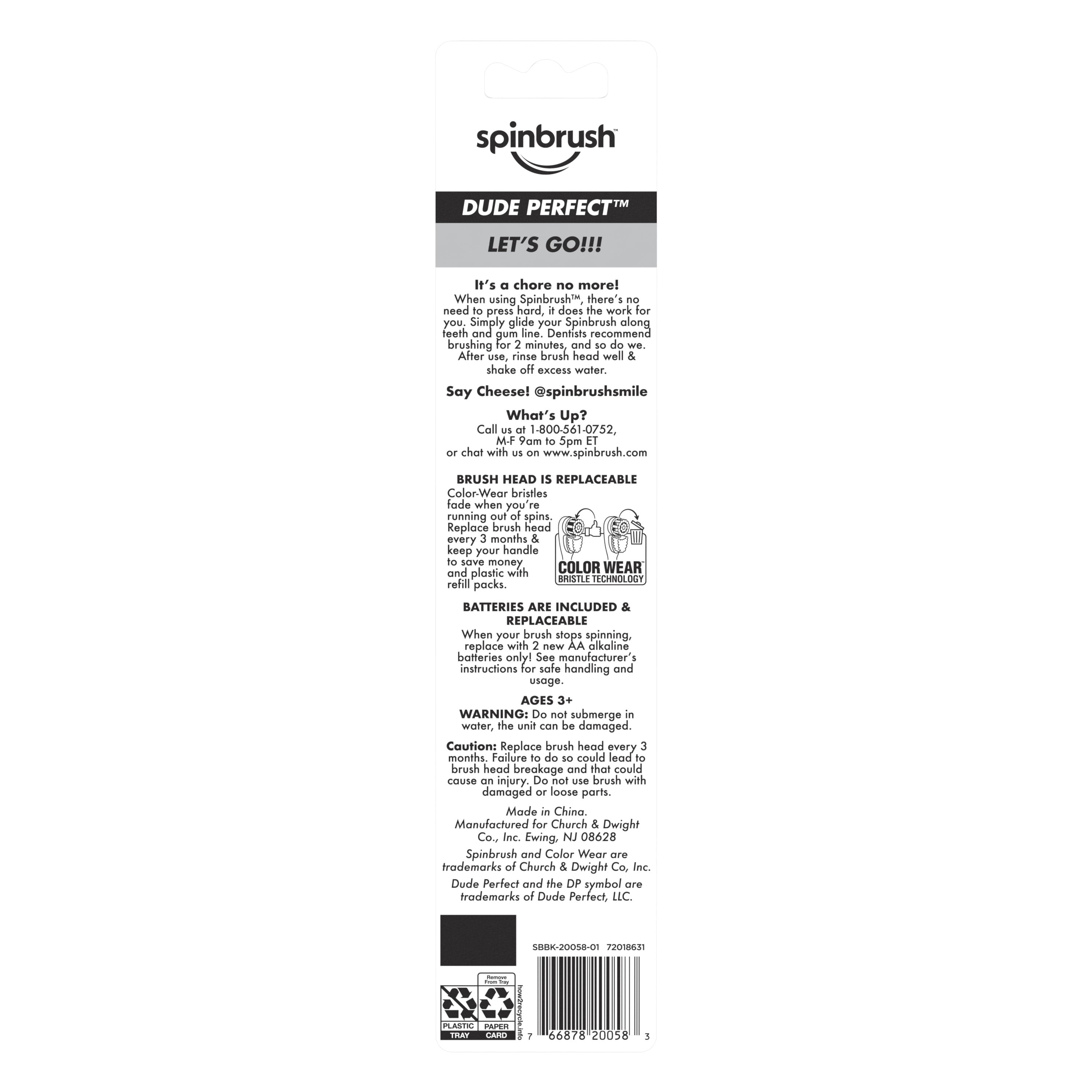 Dude Perfect Kid’s Spinbrush Electric Battery Toothbrush, Soft, 1ct
