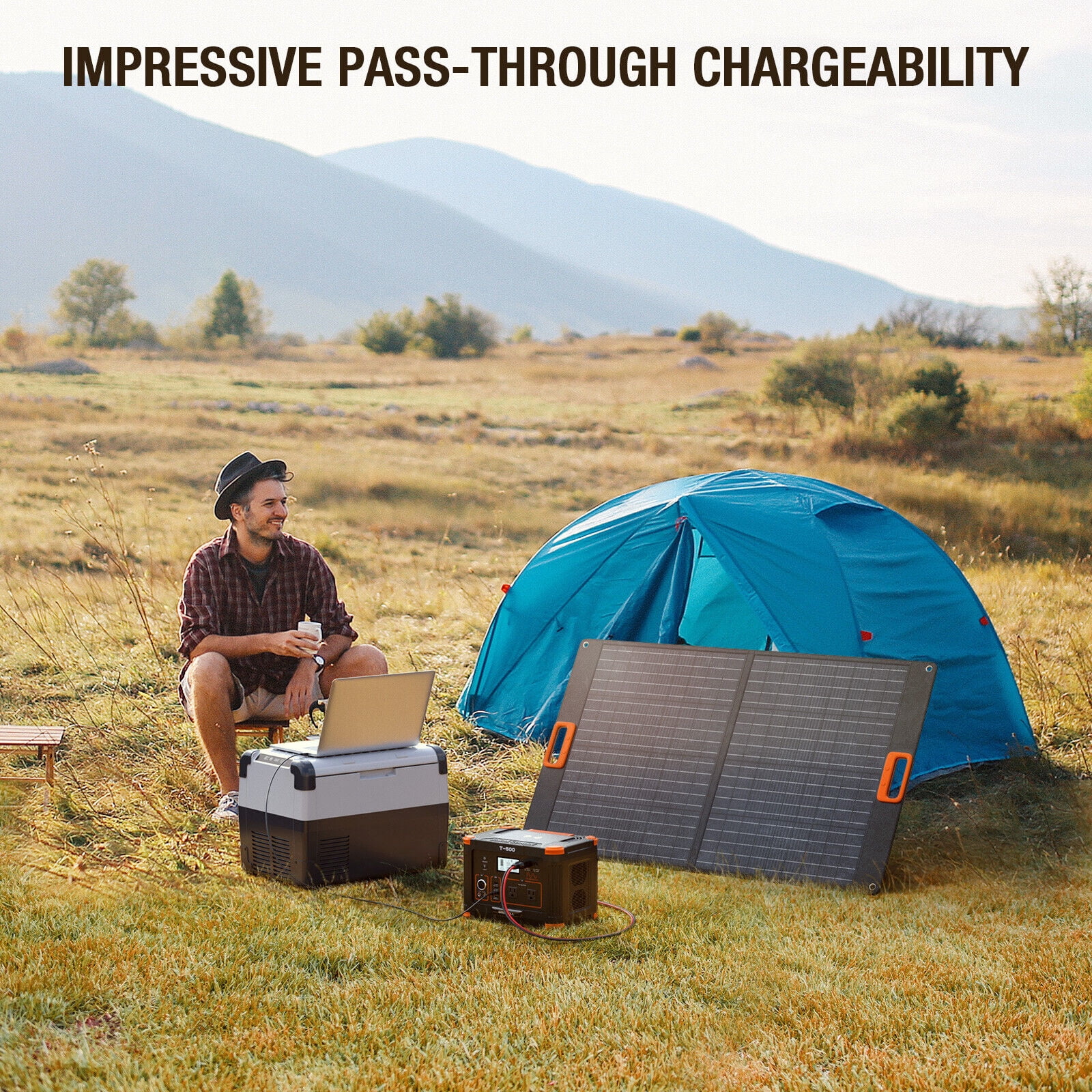 GRECELL Portable Power Station 500W 519Wh 140400mAh Solar Generator Backup Lithium Battery Pack Supply 2 AC Outlets PD 60W USB C bank Outdoor RV Camp